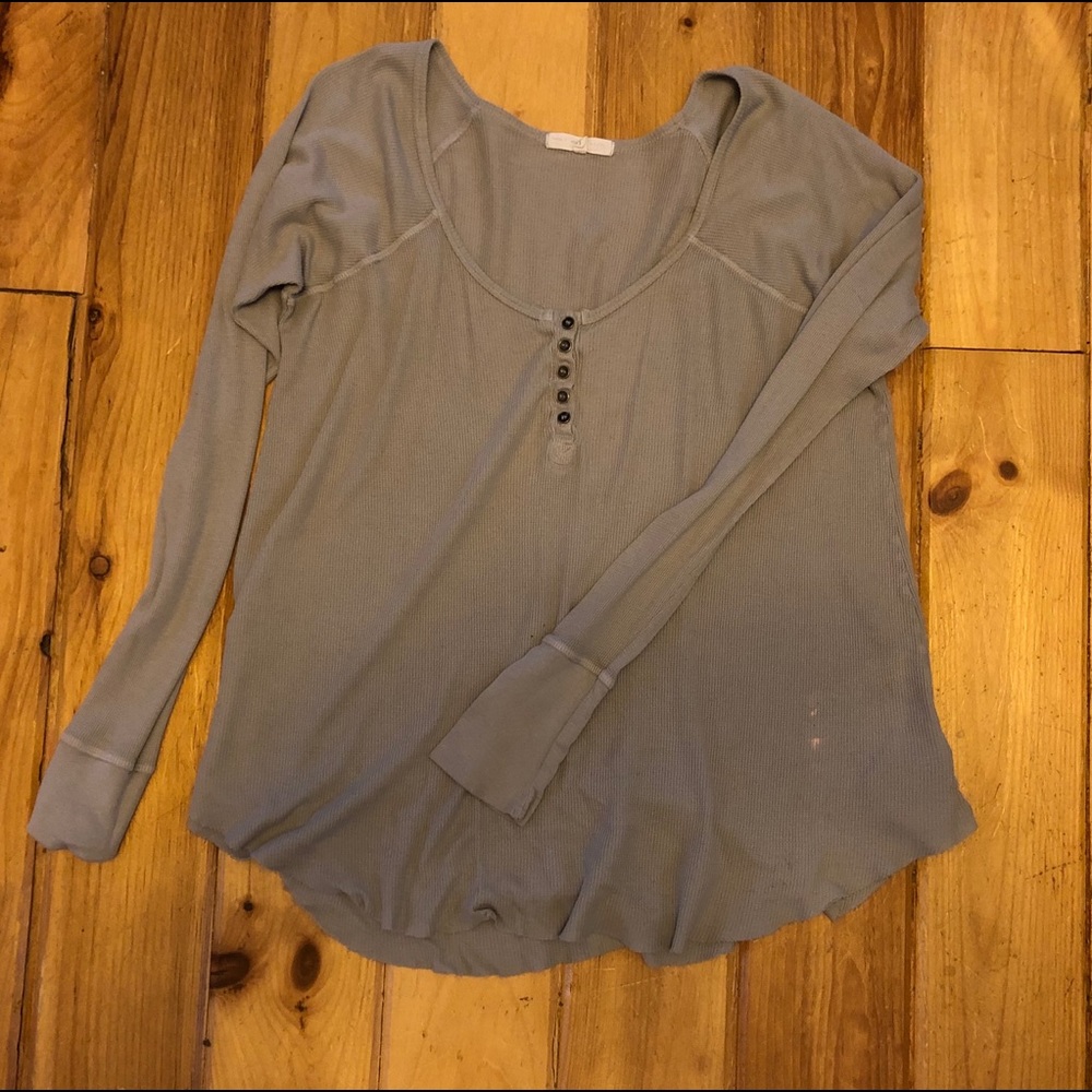 Tan Boyfriend Thermal Henley Shirt
